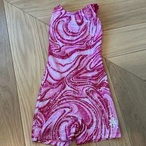 Girls pink gymnastics leotard, X-Small
